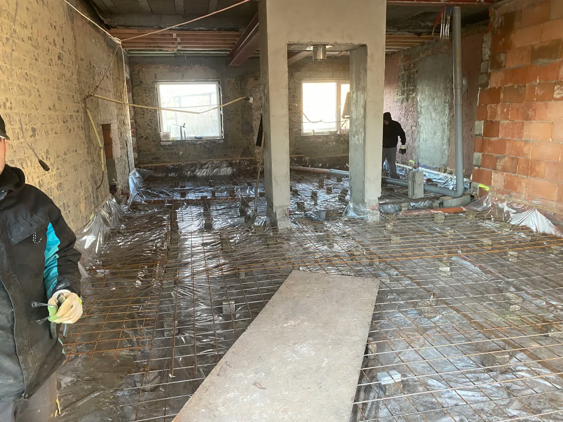 Vloerverwarming, chape en betonlook tegelwerken - Wapening